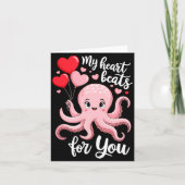 Octopus With Heart Lloons My Heart Beats For You V Kaart (Voorkant)