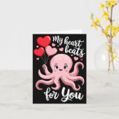Octopus With Heart Lloons My Heart Beats For You V Kaart (Gele Bloem)