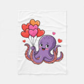 Octopus With Heart Lloons Valentine Day  Fleece Deken (Voorkant)