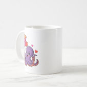 Octopus With Heart Lloons Valentine Day  Koffiemok (Voorkant links)