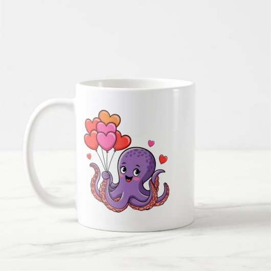 Octopus With Heart Lloons Valentine Day  Koffiemok (Links)
