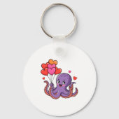 Octopus With Heart Lloons Valentine Day  Sleutelhanger (Voorkant)