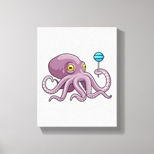 Octopus with Lollipop Canvas Afdruk (Voorkant)
