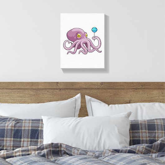 Octopus with Lollipop Canvas Afdruk (Insitu (Slaapkamer))
