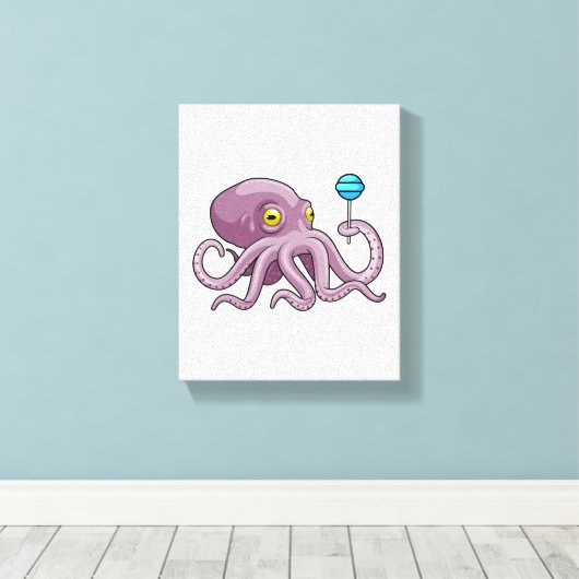 Octopus with Lollipop Canvas Afdruk (Insitu (Houten vloer))