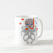 Octopus With Scuba Diving Snorkling Octopus For Koffiemok (Voorkant rechts)
