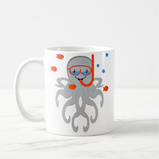 Octopus With Scuba Diving Snorkling Octopus For Koffiemok (Links)