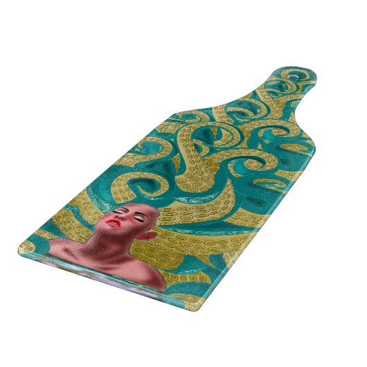 Octopus Woman Cutting Board Tentacles Gold Snijplank (Hoek)