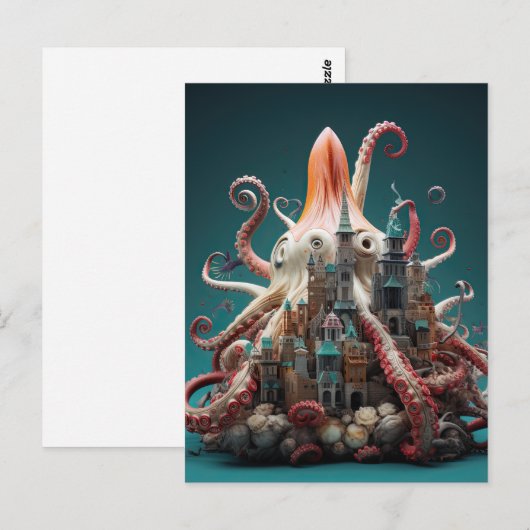 Octopus World Onderwater Fantasie Oceaan Abstract Briefkaart (Voorkant / Achterkant)