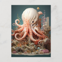 Octopus World Onderwater Fantasie Oceaan Abstract Briefkaart