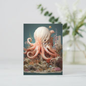 Octopus World Onderwater Fantasie Oceaan Abstract Briefkaart (Staand voorkant)