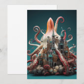 Octopus World Onderwater Fantasie Oceaan Abstract Kaart (Voorkant / Achterkant)