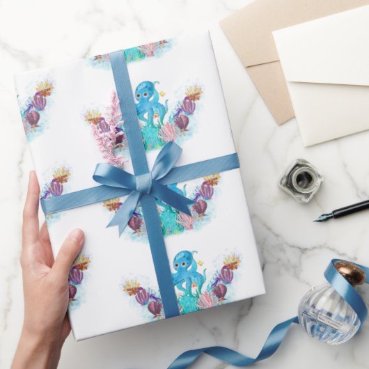 Octopus Wrapingpapier voor baby's uit Zeeen Cadeaupapier (Geschenken)
