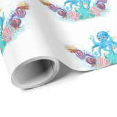 Octopus Wrapingpapier voor baby's uit Zeeen Cadeaupapier (Rol Hoek)