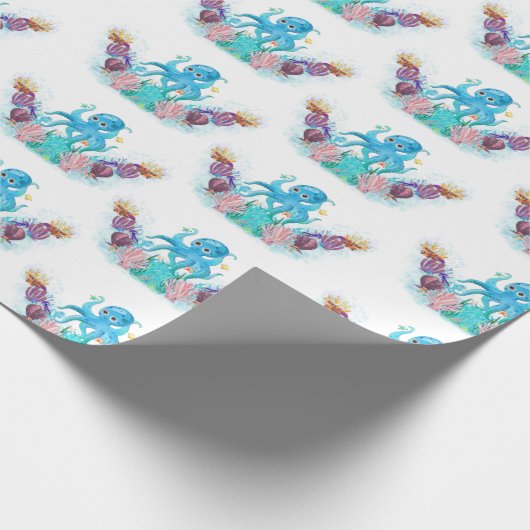 Octopus Wrapingpapier voor baby's uit Zeeen Cadeaupapier (Hoek)