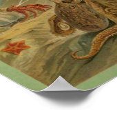 Octopus, Zee Anemone Illustratie Marien leven Poster (Hoek)