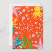 octopus Zee Dieren oranje verjaardagsuitnodiging Kaart (Achterkant)