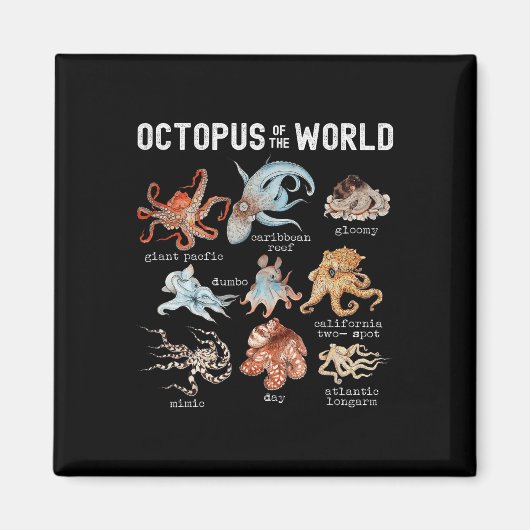 Octopus Zee Dieren van de Wereld Octopus Lover Magneet (Voorkant)