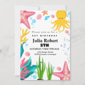 octopus Zee Dieren waterverf verjaardagsuitnodigin Kaart (Voorkant)