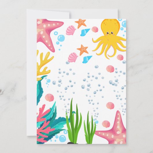 octopus Zee Dieren waterverf verjaardagsuitnodigin Kaart (Achterkant)