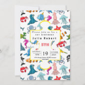 octopus Zee Dieren waterverf verjaardagsuitnodigin Kaart (Voorkant)