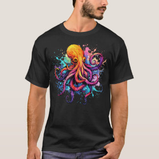 Octopus Zee Dierenvriend Kleurrijke Splash Art T-shirt
