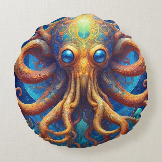 Octopus Zee Life Rond Kussen (Achterkant)
