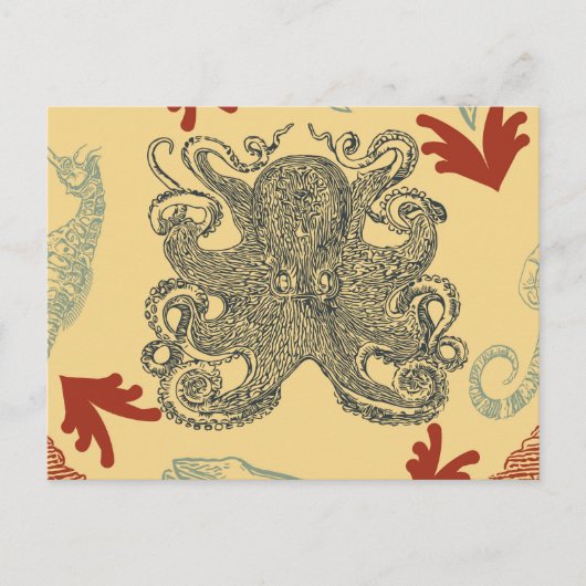  Octopus Zee Monster Briefkaart (Voorkant)