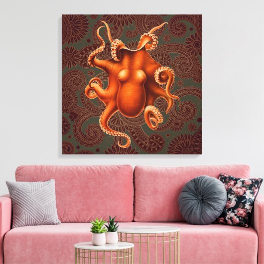 Octopus Zee Monster Creature Cephalapod  Canvas Afdruk (Insitu (Woonkamer))