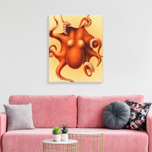 Octopus Zee Monster Creature Cephalapod  Canvas Afdruk (Insitu (Woonkamer))