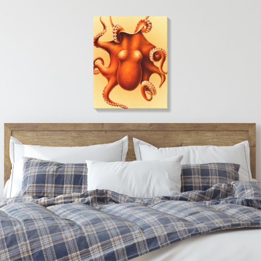 Octopus Zee Monster Creature Cephalapod Canvas Afdruk (Insitu (Slaapkamer))