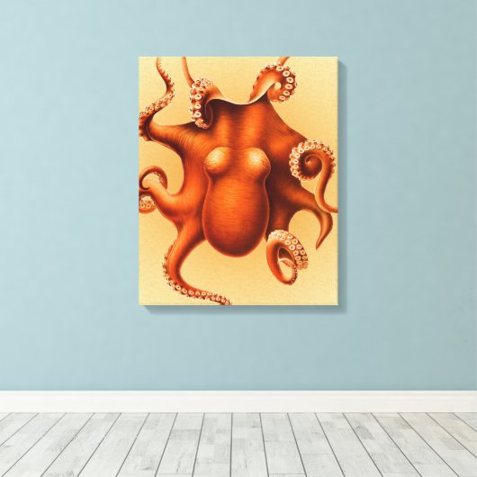 Octopus Zee Monster Creature Cephalapod  Canvas Afdruk (Insitu (Houten vloer))