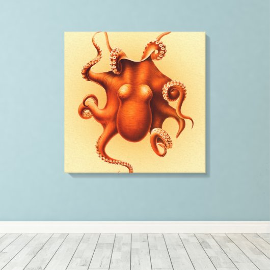 Octopus Zee Monster Creature Cephalapod  Canvas Afdruk (Insitu (Houten vloer))
