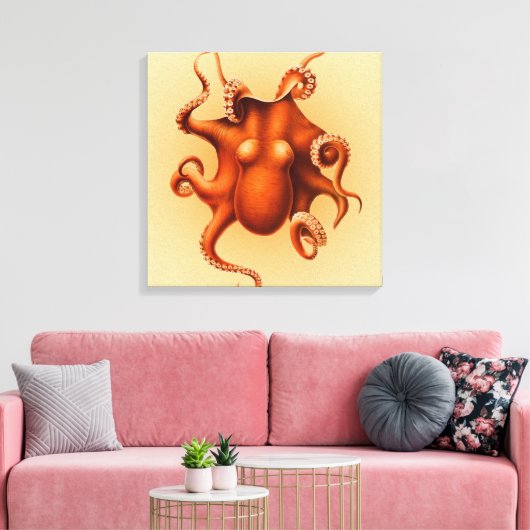 Octopus Zee Monster Creature Cephalapod  Canvas Afdruk (Insitu (Woonkamer))
