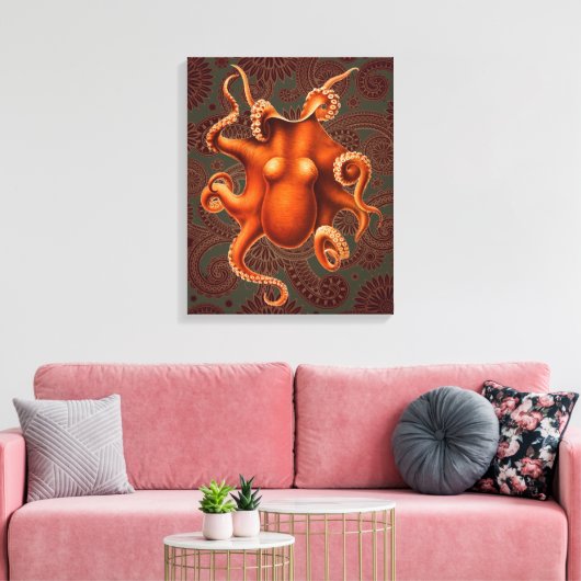 Octopus Zee Monster Creature Cephalapod Canvas Afdruk (Insitu (Woonkamer))