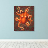Octopus Zee Monster Creature Cephalapod Canvas Afdruk (Insitu (Houten vloer))