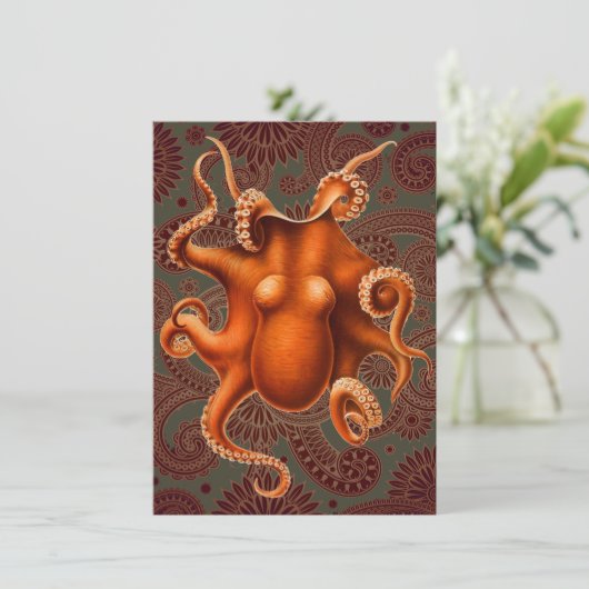 Octopus Zee Monster Creature Cephalapod  Kaart (Staand voorkant)