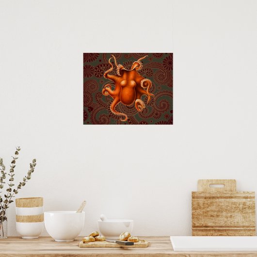 Octopus Zee Monster Creature Cephalapod Poster (Keuken)