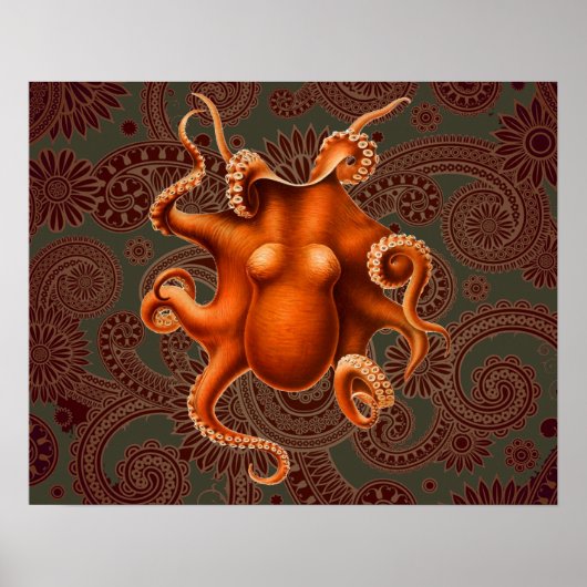 Octopus Zee Monster Creature Cephalapod  Poster (Voorkant)