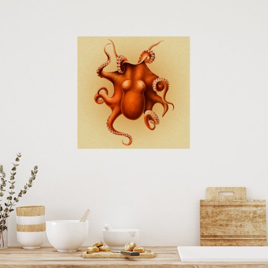 Octopus Zee Monster Creature Cephalapod Poster (Keuken)