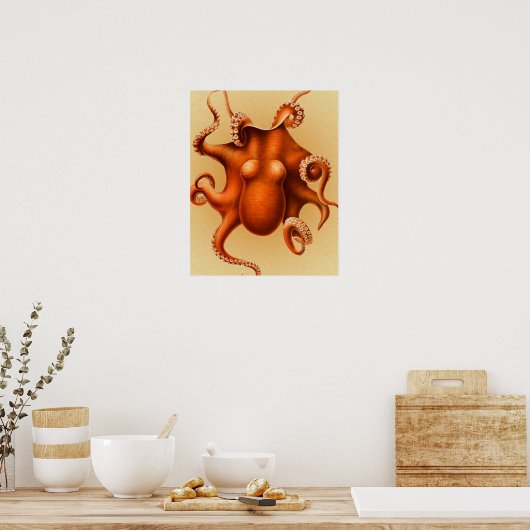 Octopus Zee Monster Creature Cephalapod  Poster (Keuken)