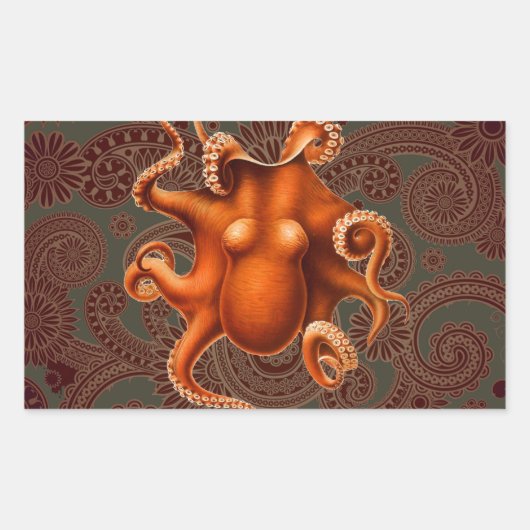 Octopus Zee Monster Creature Cephalapod  Rechthoekige Sticker (Voorkant)