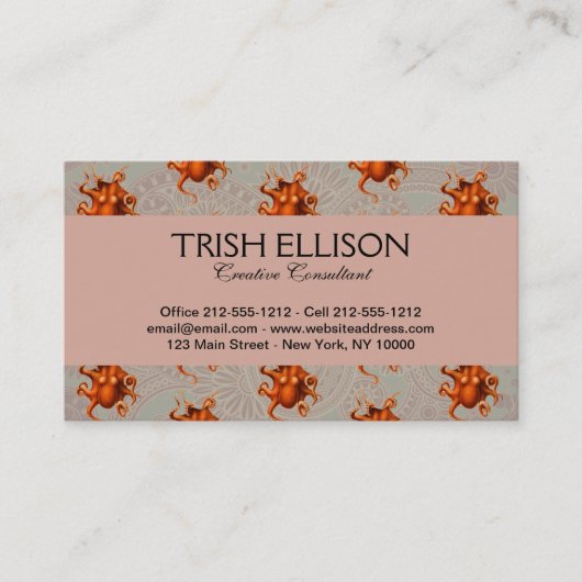 Octopus Zee Monster Creature Cephalapod  Visitekaartje (Voorkant)