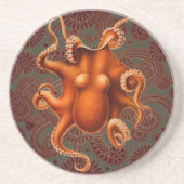 Octopus Zee Monster Creature Cephalapod Zandsteen Onderzetter (Voorkant)