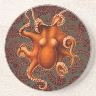 Octopus Zee Monster Creature Cephalapod  Zandsteen Onderzetter