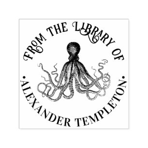 Octopus Zee Ronde ”Uit de bibliotheek van” Boeknaa Zelfinktende Stempel