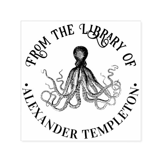 Octopus Zee Ronde ”Uit de bibliotheek van” Boeknaa Zelfinktende Stempel (Design)