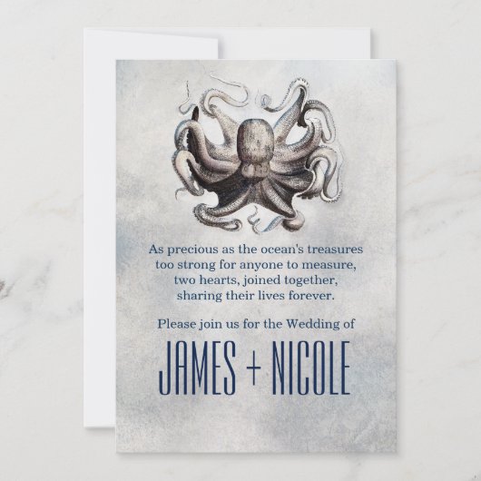  Octopus Zee Zout Strand Bruiloft Uitnodigingen (Voorkant)