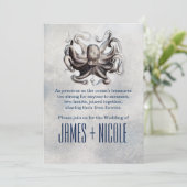  Octopus Zee Zout Strand Bruiloft Uitnodigingen (Staand voorkant)