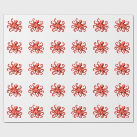 Octopus Zeeleven Oceandier Ontwerp Cadeaupapier (Vlak)